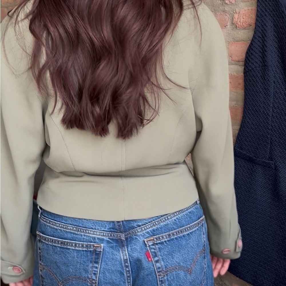 Vintage Women's Double-Breasted Blazer - Taupe Beige - Picture 8 of 8